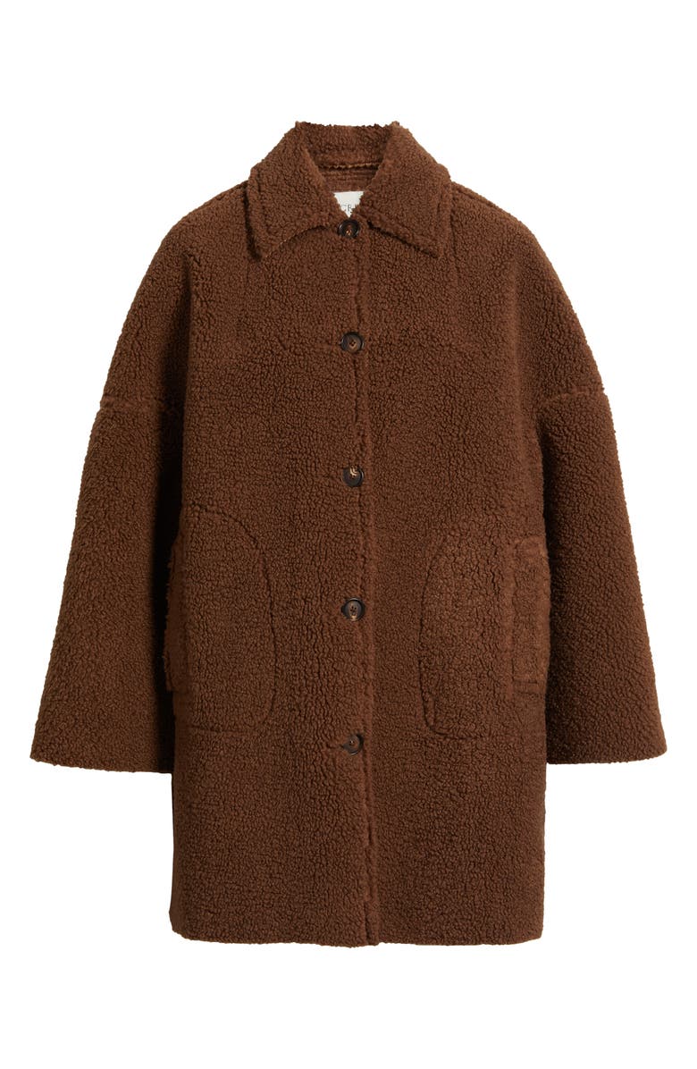 THE GREAT. The Plush Teddy Fleece Car Coat, Alternate, color, Chocolate