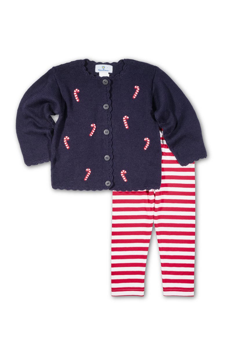 Florence Eiseman Sweater With Candy Canes, Alternate, color, Navy, Red, White