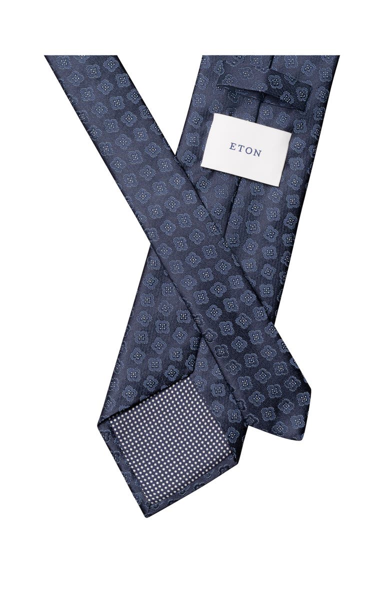 Eton Navy Medallion Silk Tie, Alternate, color, Navy