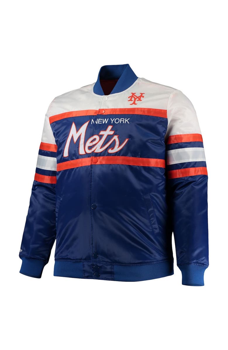 Mitchell & Ness Men's Mitchell & Ness Royal/Orange New York Mets Big & Tall Coaches Satin Full-Snap Jacket, Alternate, color,