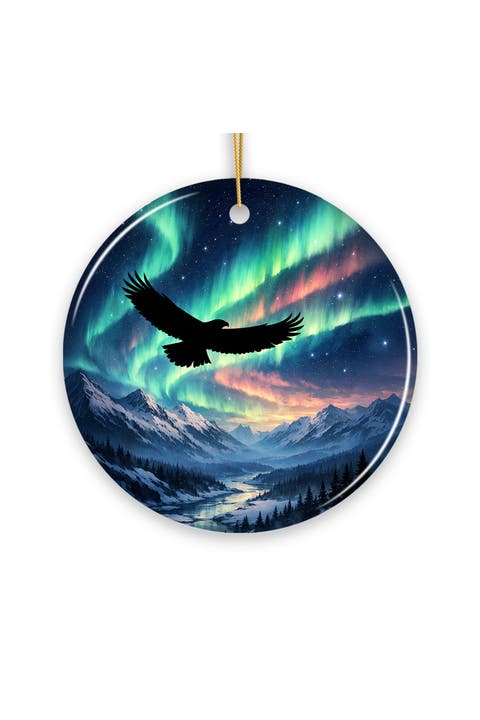 Aurora Eagle Flight Ceramic Ornament