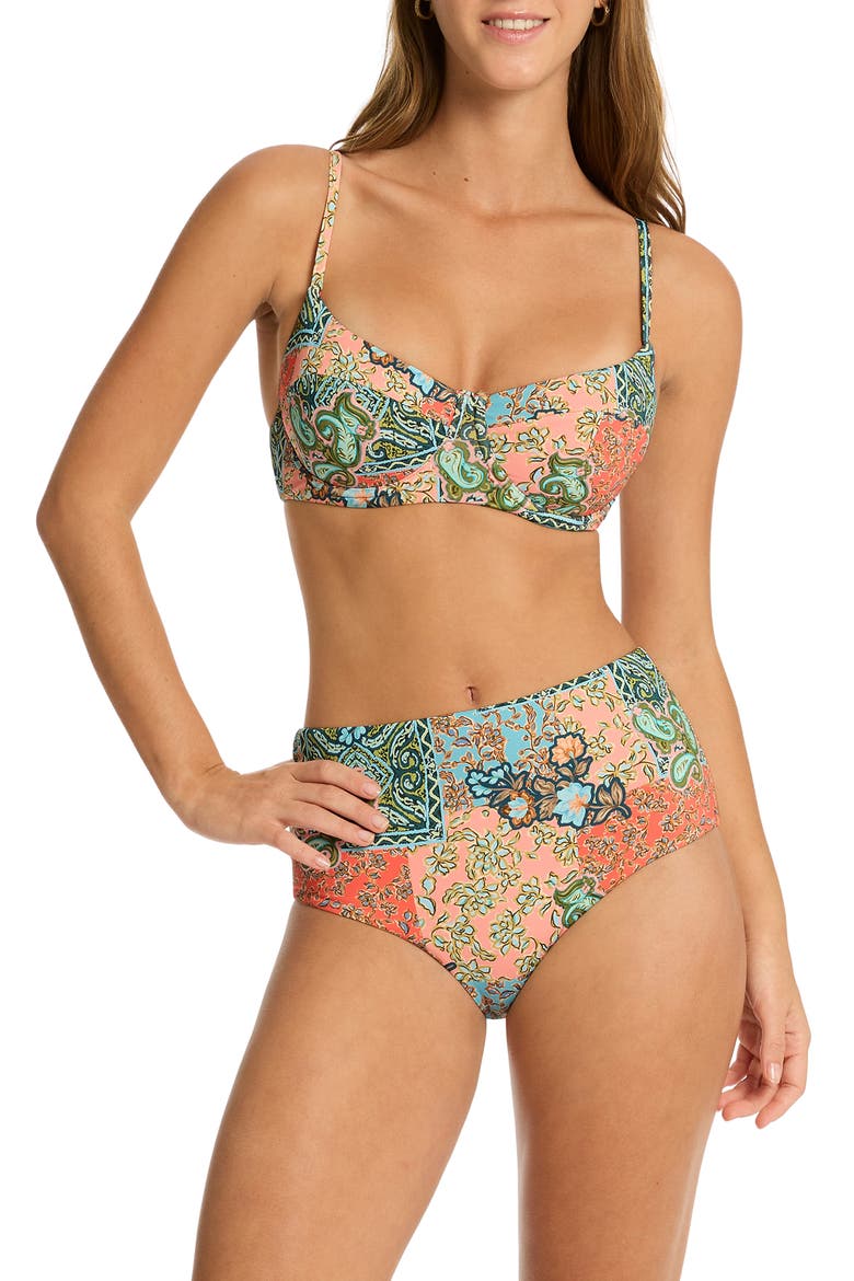 Java Underwire Balconette Bikini Top, Alternate, color, CORAL
