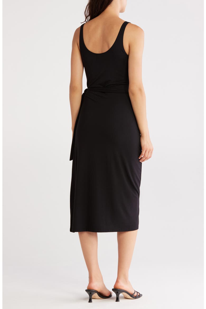 Scoop Neck Wrap Tank Dress, Alternate, color, BLACK