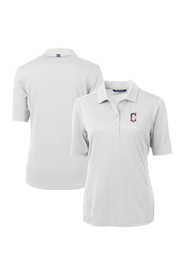 Women's Cutter & Buck White Cleveland Guardians Americana Logo DryTec Virtue Eco Pique Recycled Polo, Alternate, color, White