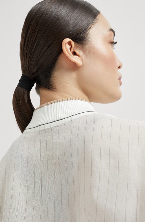 Brunello Cucinelli Pinstriped Cotton Gauze Bomber Jacket