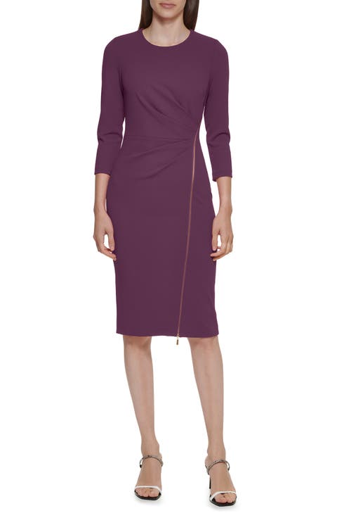 Zip Bottom Midi Sheath Dress