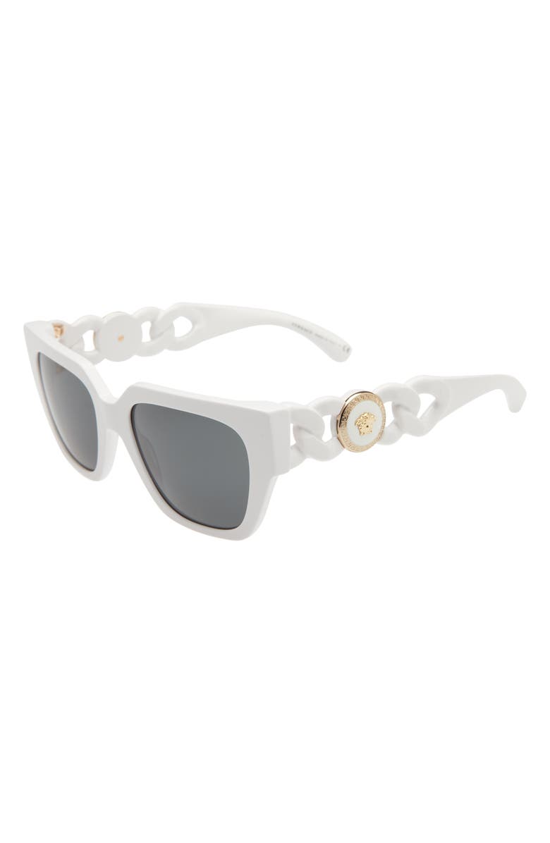 Versace 53mm Square Sunglasses, Alternate, color, White