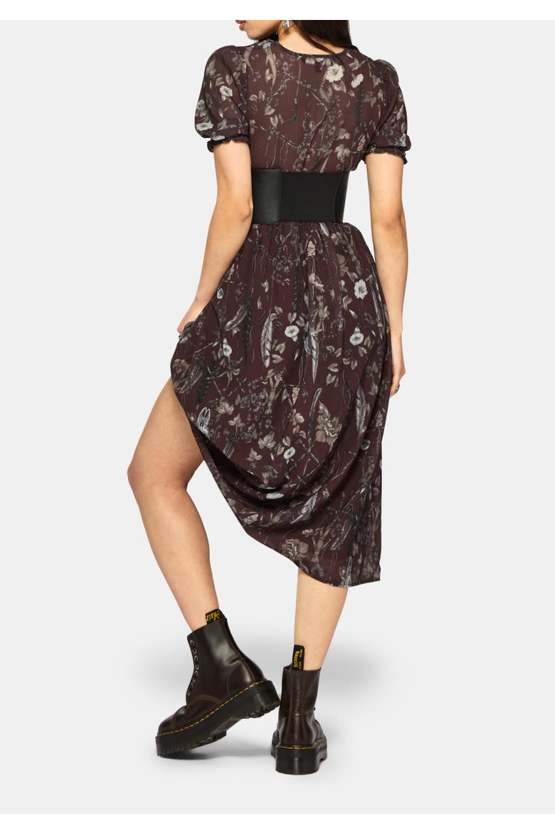 Dusha Garden Print Chiffon Midi Dress, Alternate, color, Red