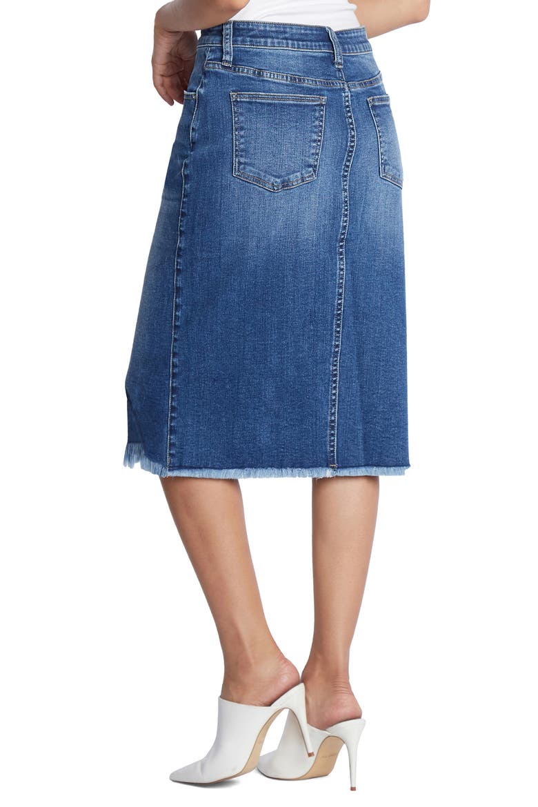 Reveal Denim Midi Skirt, Alternate, color, BEACH BLUE