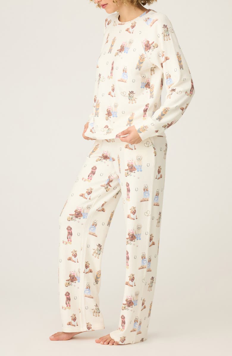 PJ Salvage Ruff on the Range Jersey Pajamas, Alternate, color, Natural