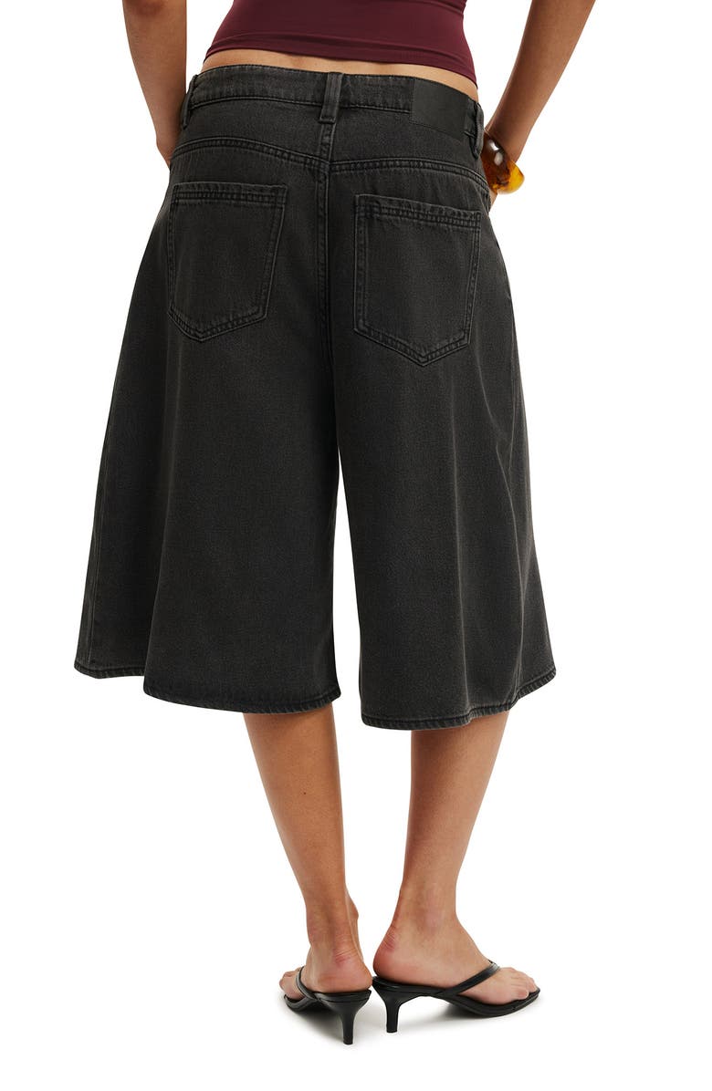 Cotton On Women's Lyocell Wide Denim Jort, Alternate, color, Used Black