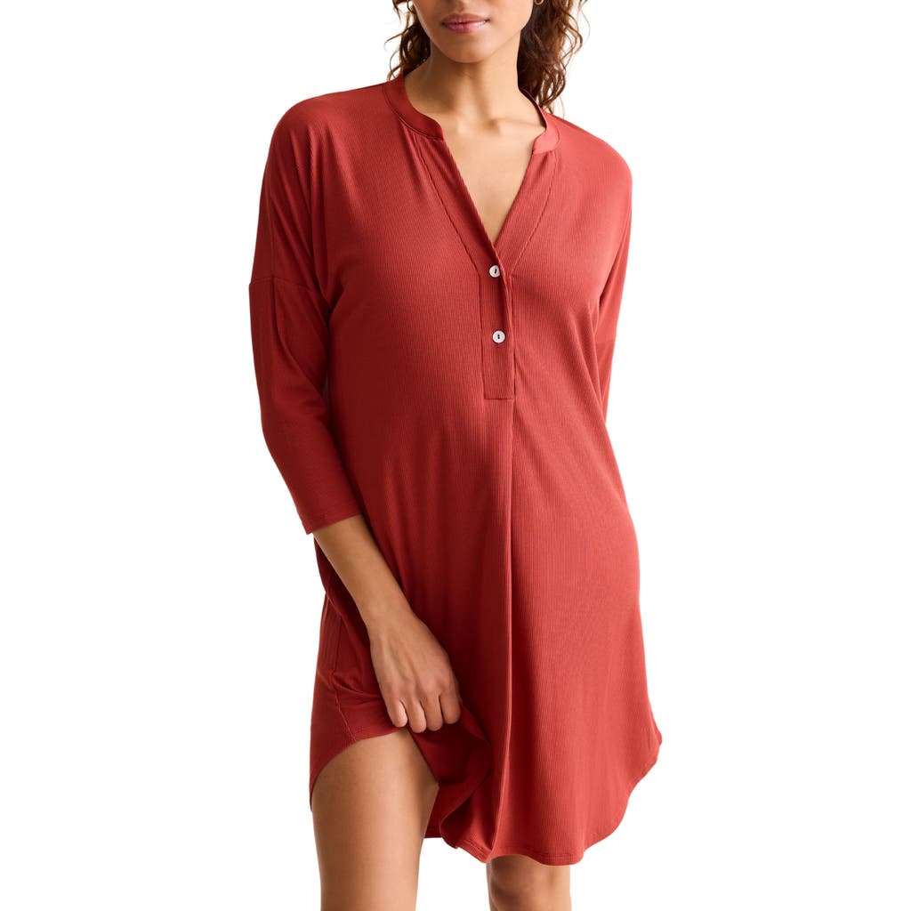 Fleur't Dolman Three Quarter Sleeve Nightshirt In Brown