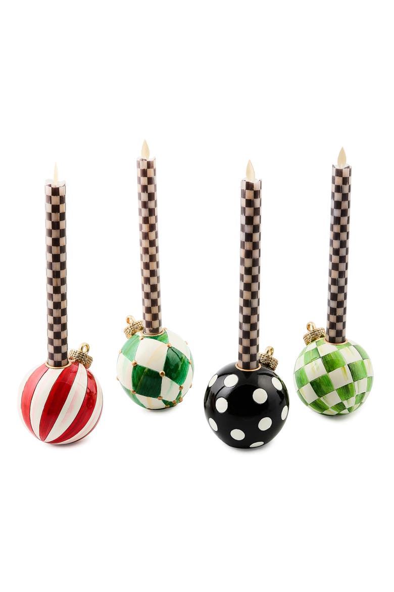 Check It Out Set of 4 Ornament Candleholders, Alternate, color, GREEN