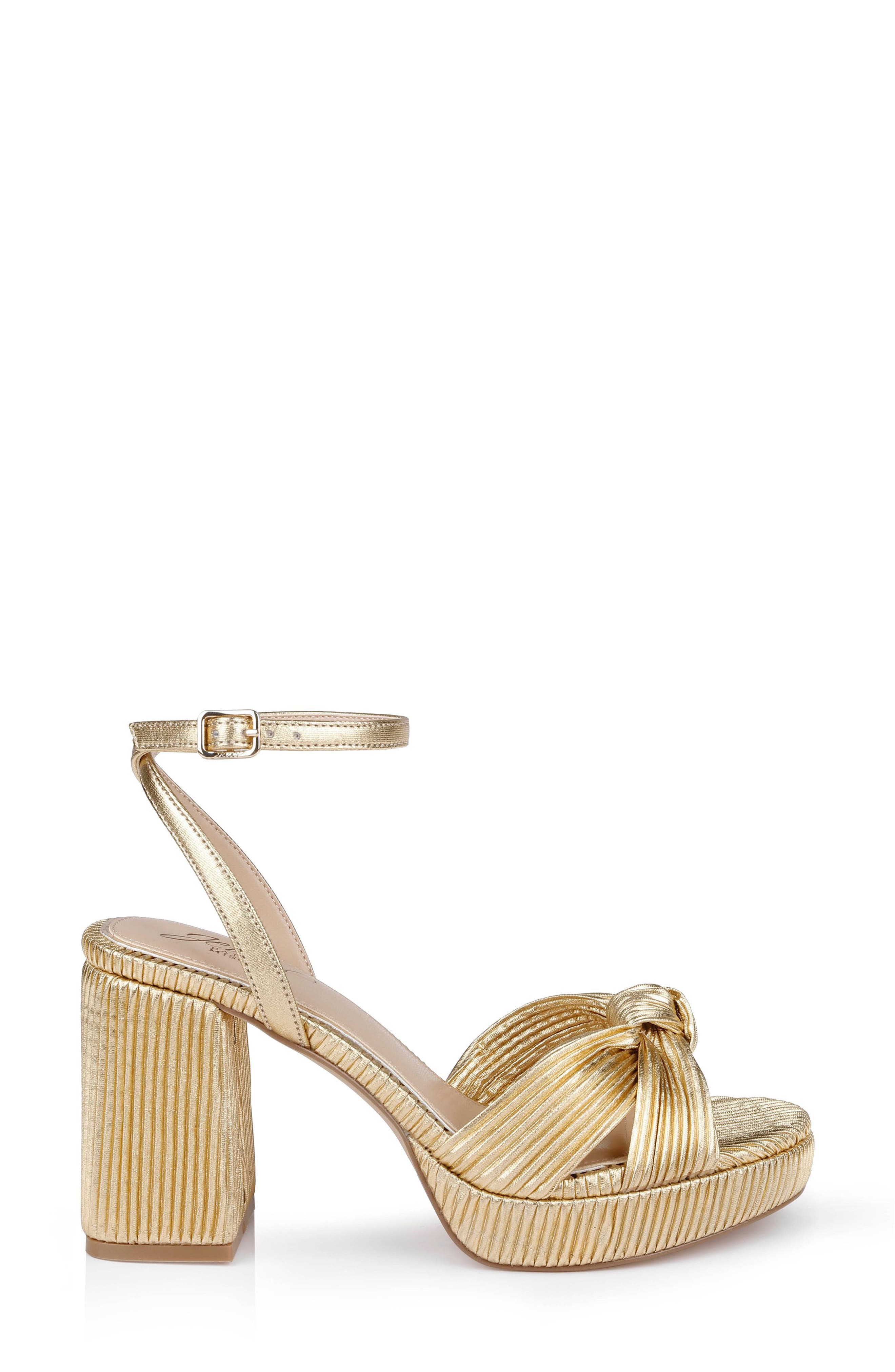 Tyler Ankle Strap Platform Sandal, Alternate, color, GOLD FABRIC