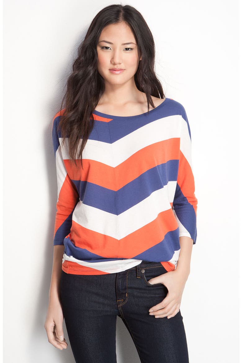 Bias Cut Chevron Stripe Tee, Main, color, BLUE- COBALT COMBO
