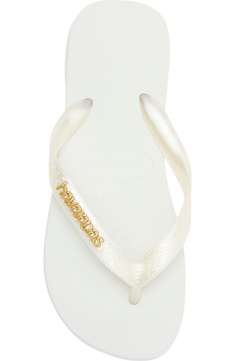 Havaianas Metallic Logo Flip Flop, Alternate, color, White