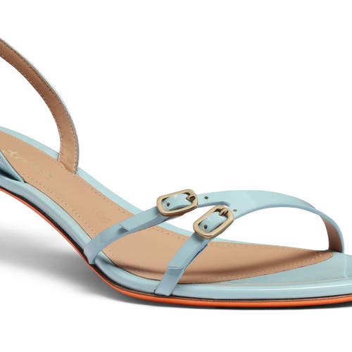 SANTONI PATENT LEATHER MID-HEEL SANDAL