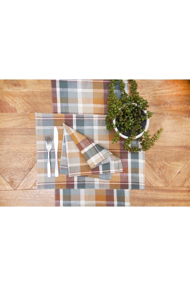 Aspen Plaid 100% Cotton Table Runner 13" x 72", Alternate, color, Brown