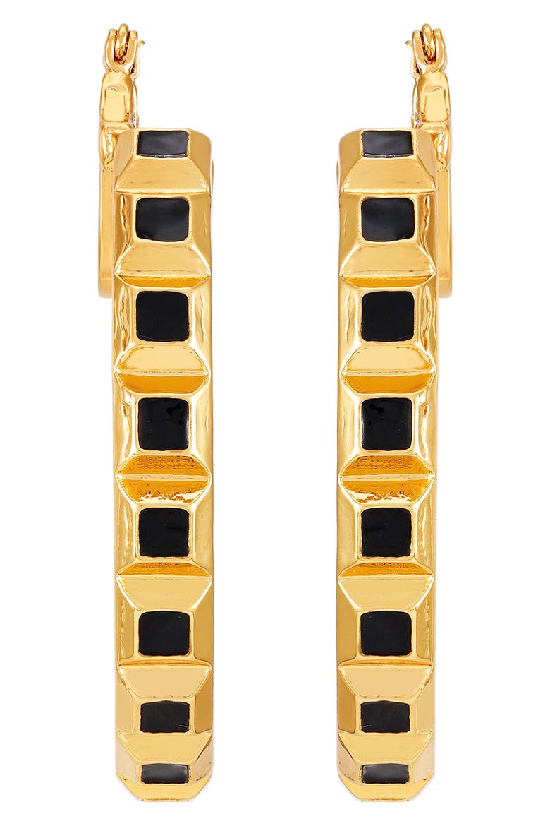 Enamel Hoop Earrings, Alternate, color, GOLDTONE