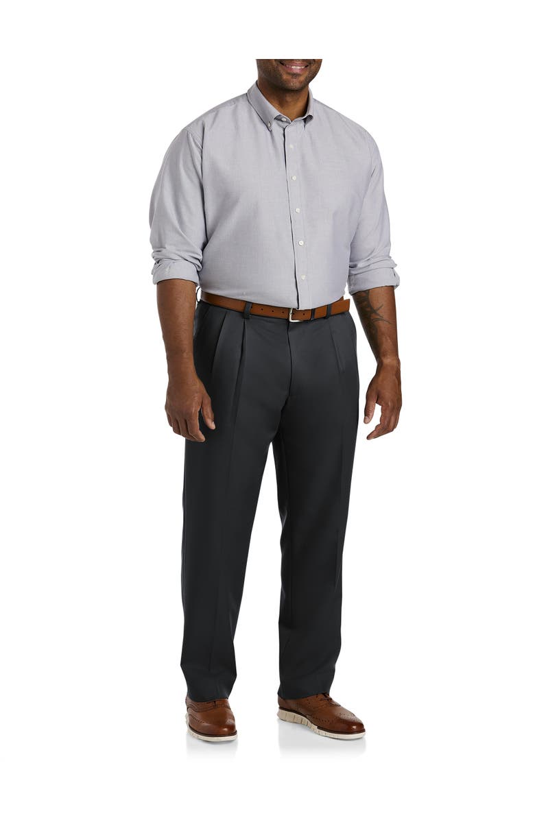 B+T Essentials Big & Tall Pleated Microfiber Dress Pants, Alternate, color, Black