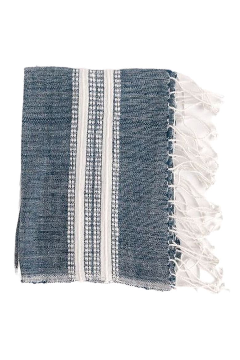Aden Cotton Hand Towel, Main, color, Navy w/ Natural