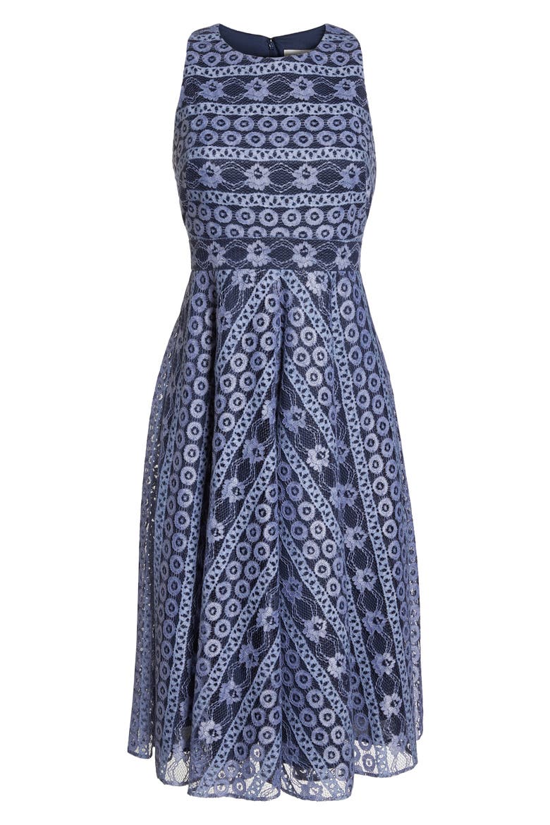 Stripe Lace A-Line Dress, Alternate, color, NAVY
