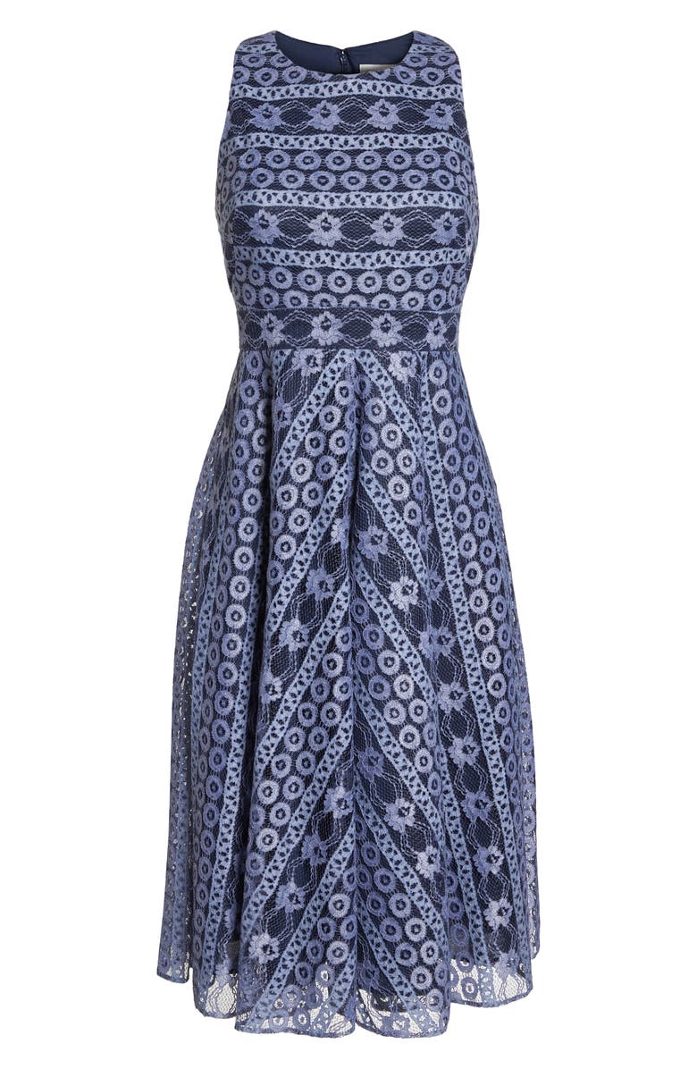 Eliza J Stripe Lace A-Line Dress, Alternate, color,