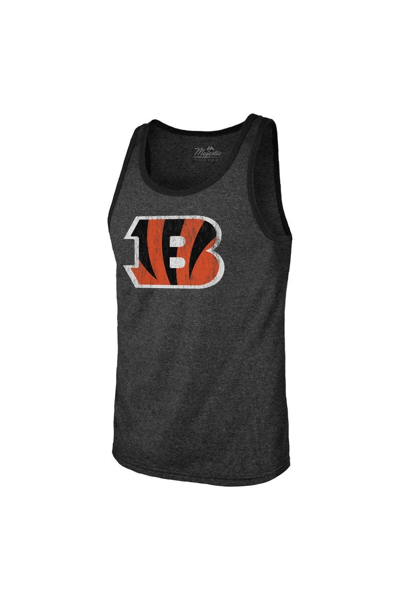Men's Majestic Threads Joe Burrow Black Cincinnati Bengals Name & Number Tri-Blend Tank Top, Alternate, color, Black