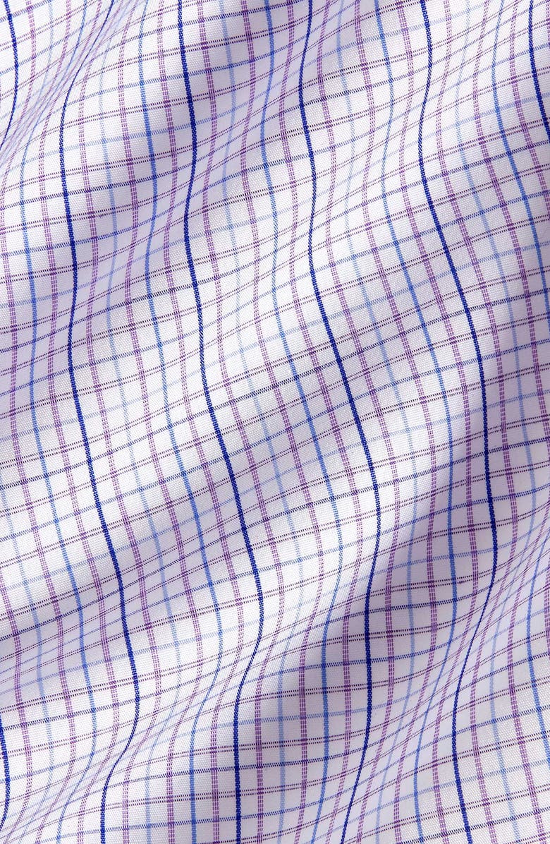 David Donahue Regular Fit Check Print Cotton Dress Shirt, Alternate, color, Purple/ Multi