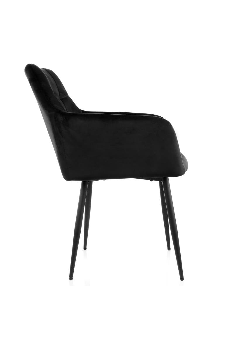 2 Piece Velvet Tufted Accent Chair with Metal Legs, Alternate, color, Black