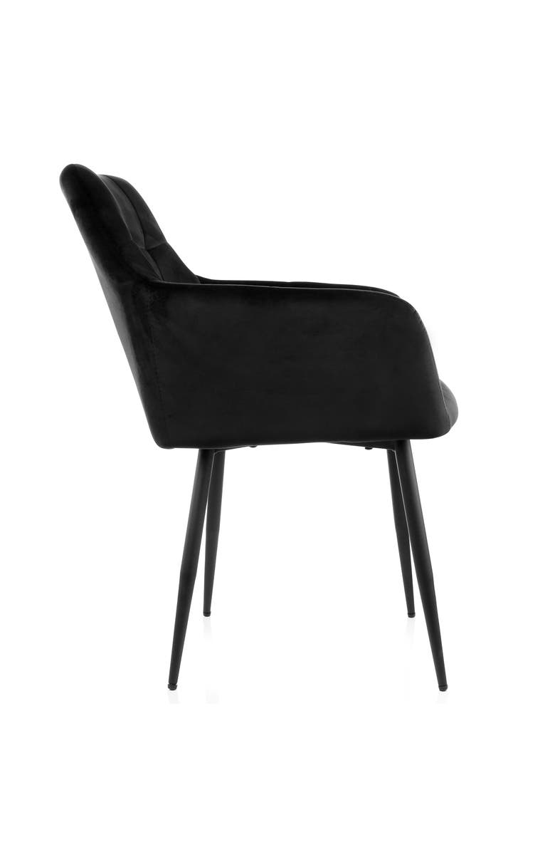 Elama 2 Piece Velvet Tufted Accent Chair with Metal Legs, Alternate, color, Black