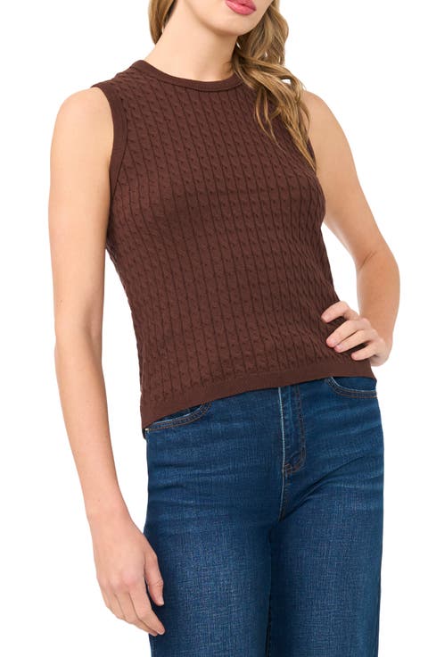 Cable Stitch Cotton Sweater Tank (Regular & Petite)