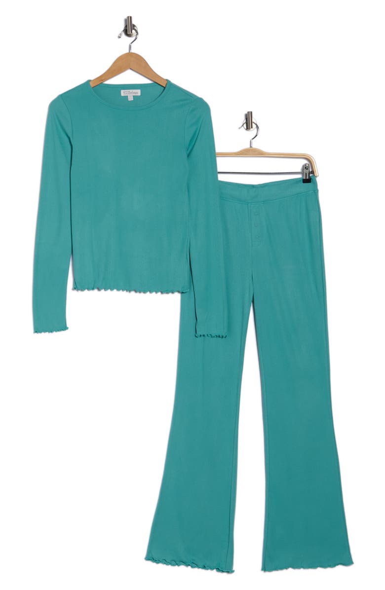 PJ Salvage Lacey Jade Long Pajamas, Alternate, color, Jade