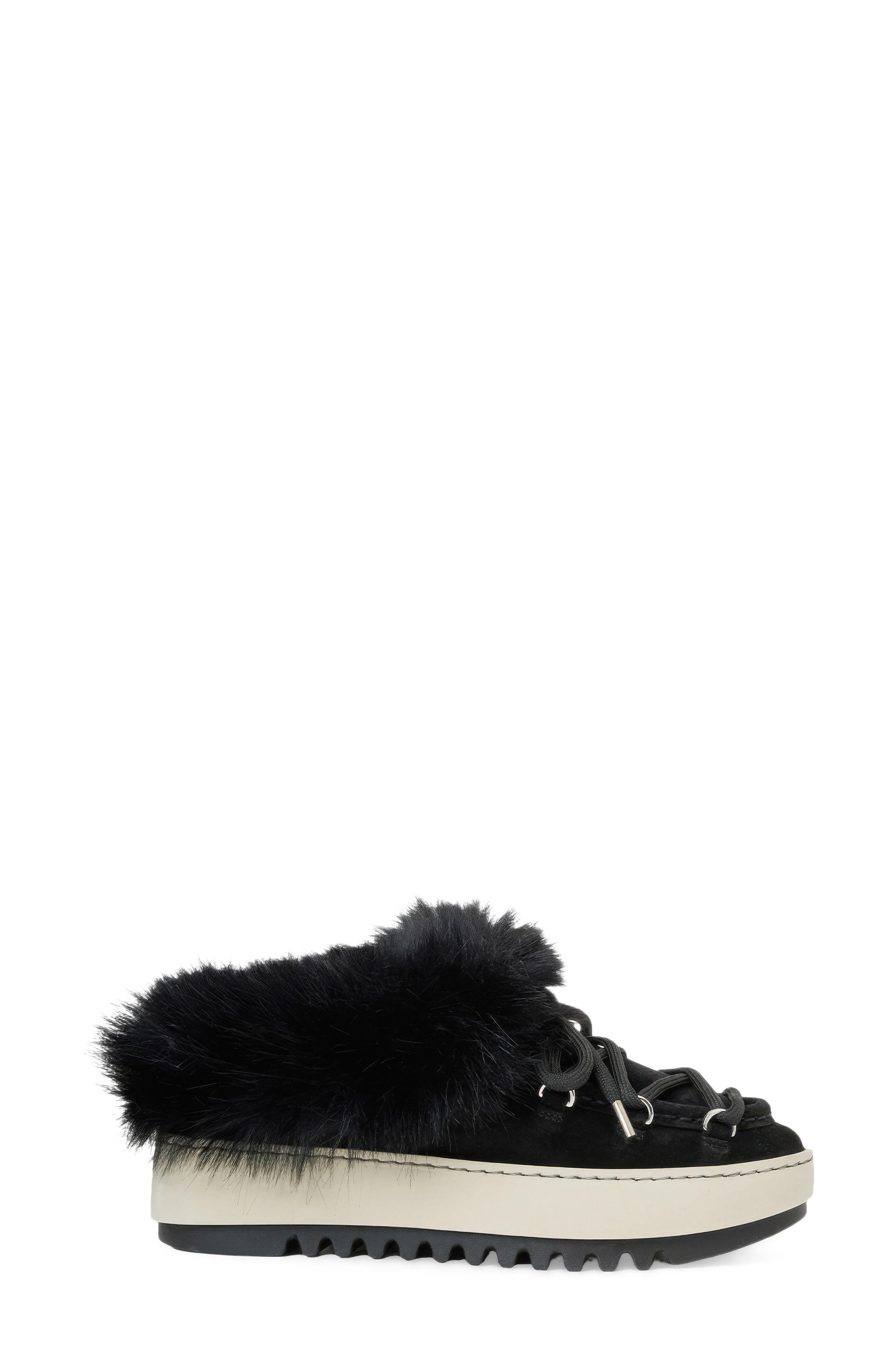 Anise Genuine Shearling Leather Mule, Alternate, color, BLACK SUEDE