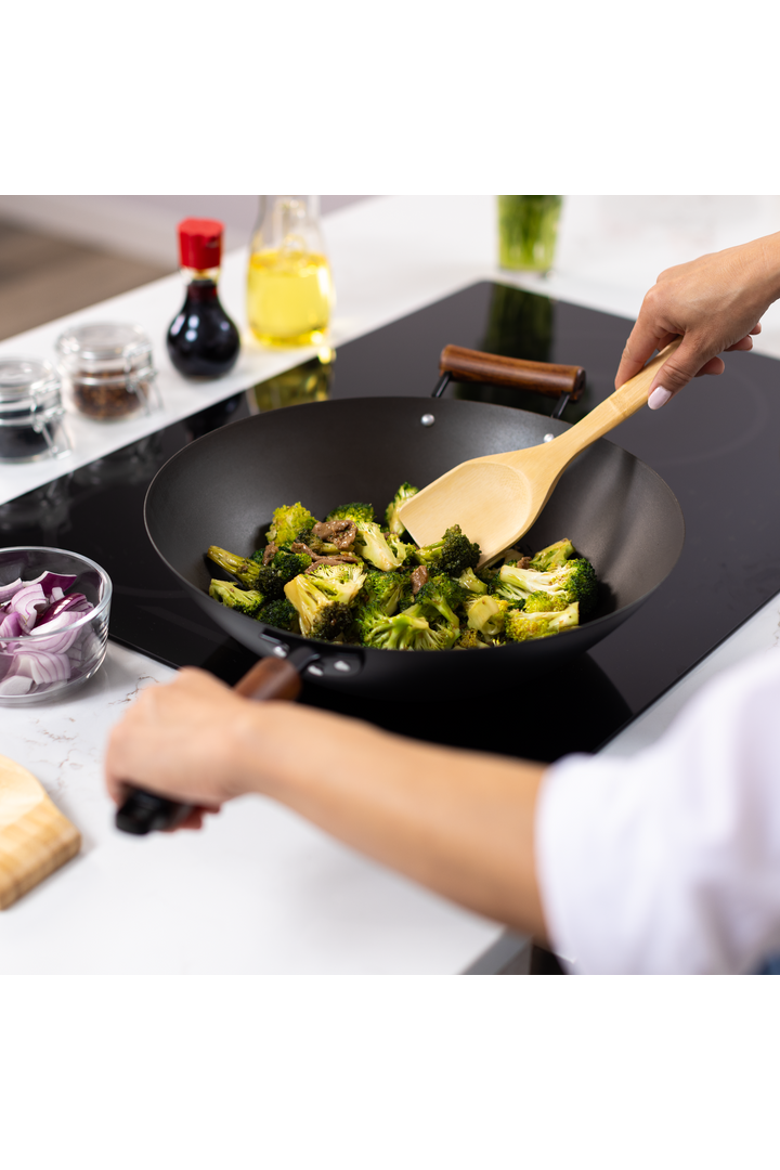Carbon Steel Preseasoned Wok, 14-Inch, Alternate, color, Black
