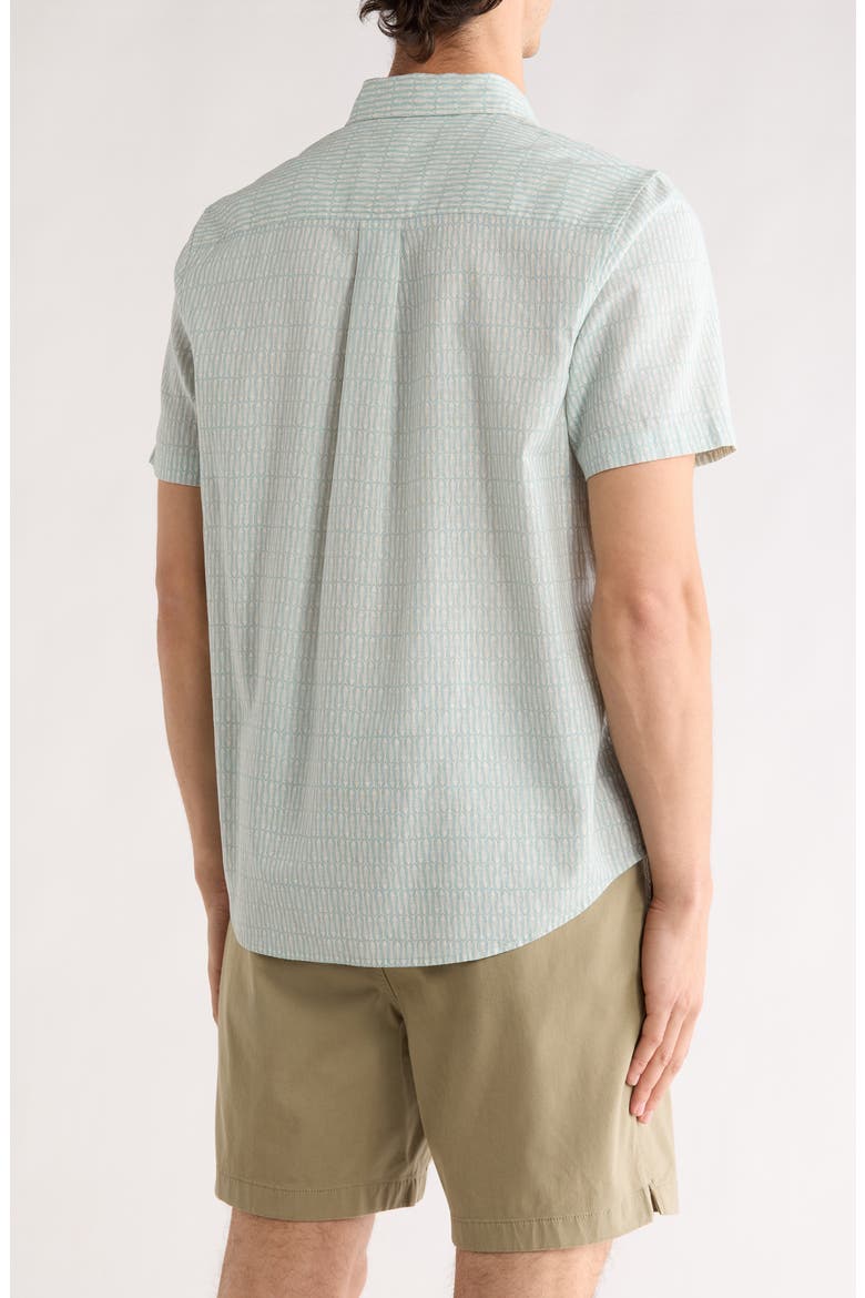 Fish Print Linen & Cotton Short Sleeve Shirt, Alternate, color, BLUE SIMPLE FISH
