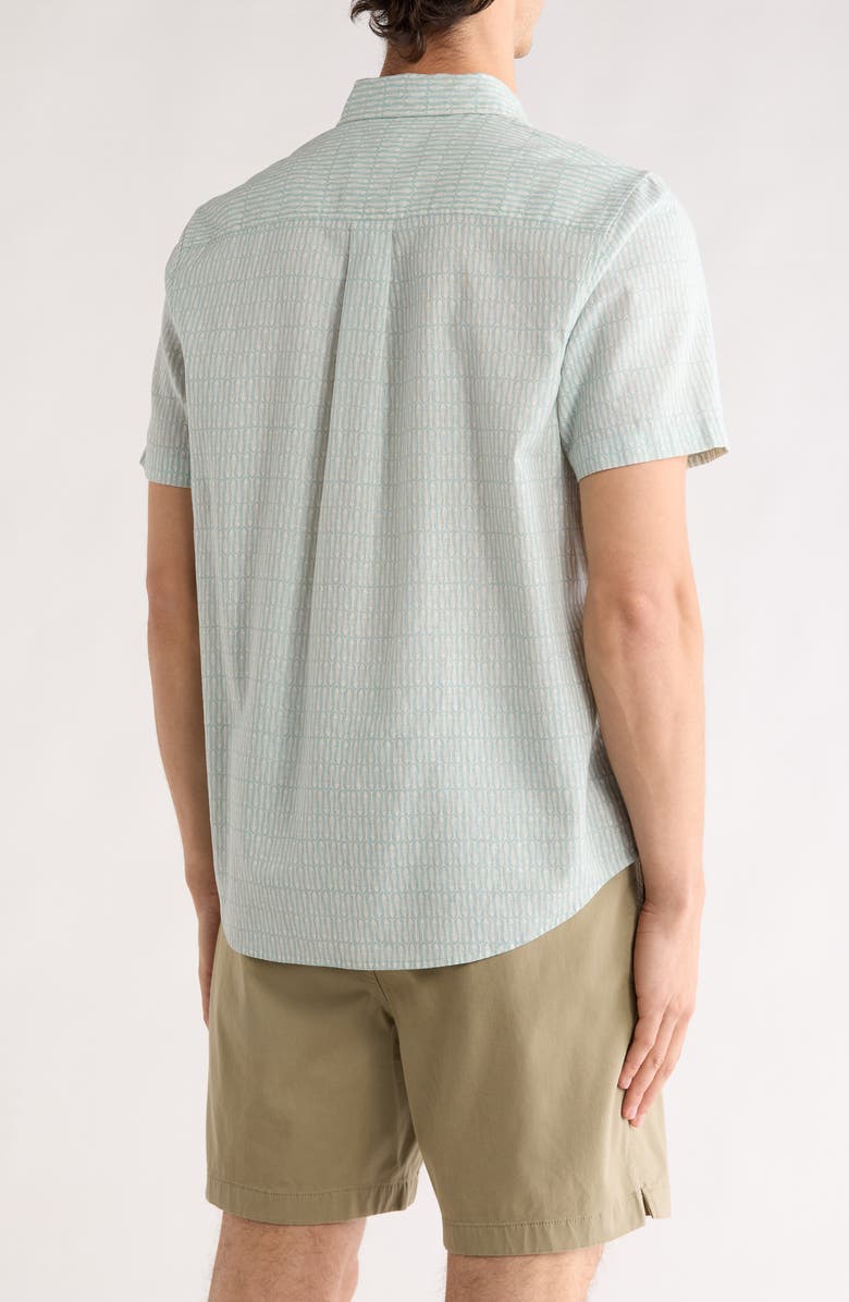 14th & Union Fish Print Linen & Cotton Short Sleeve Shirt, Alternate, color, Blue Simple Fish