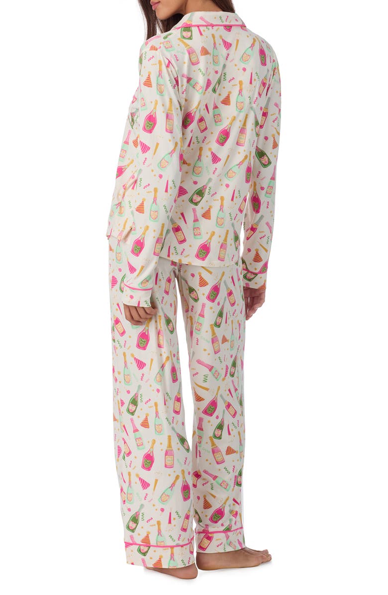 Room Service Pjs Piped Jersey Pajamas, Alternate, color, White/ Print