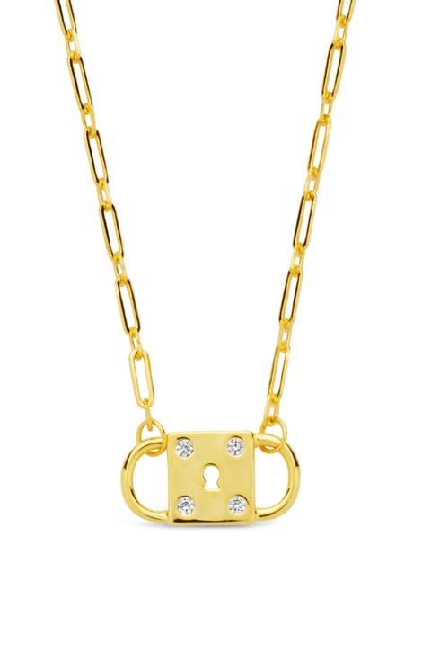 Double Padlock Cubic Zirconia Pendant Necklace