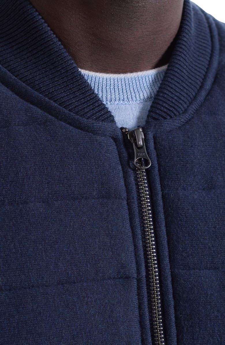 Bugatchi Quilted Cotton Zip Sweater Vest, Alternate, color, Navy