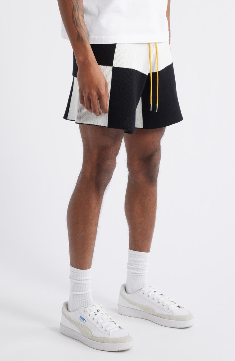 DIET STARTS MONDAY Checkered Cotton Jacquard Knit Shorts, Alternate, color, 