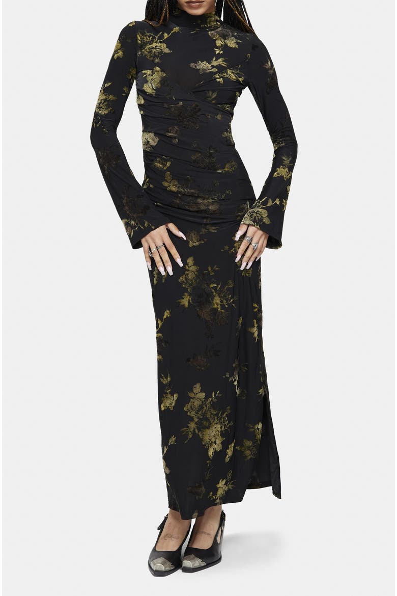 High-Neck Maxi Dress, Main, color, Black