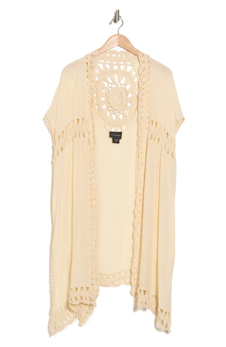 Forgotten Grace Crochet Inset Ruana, Alternate, color, Natural