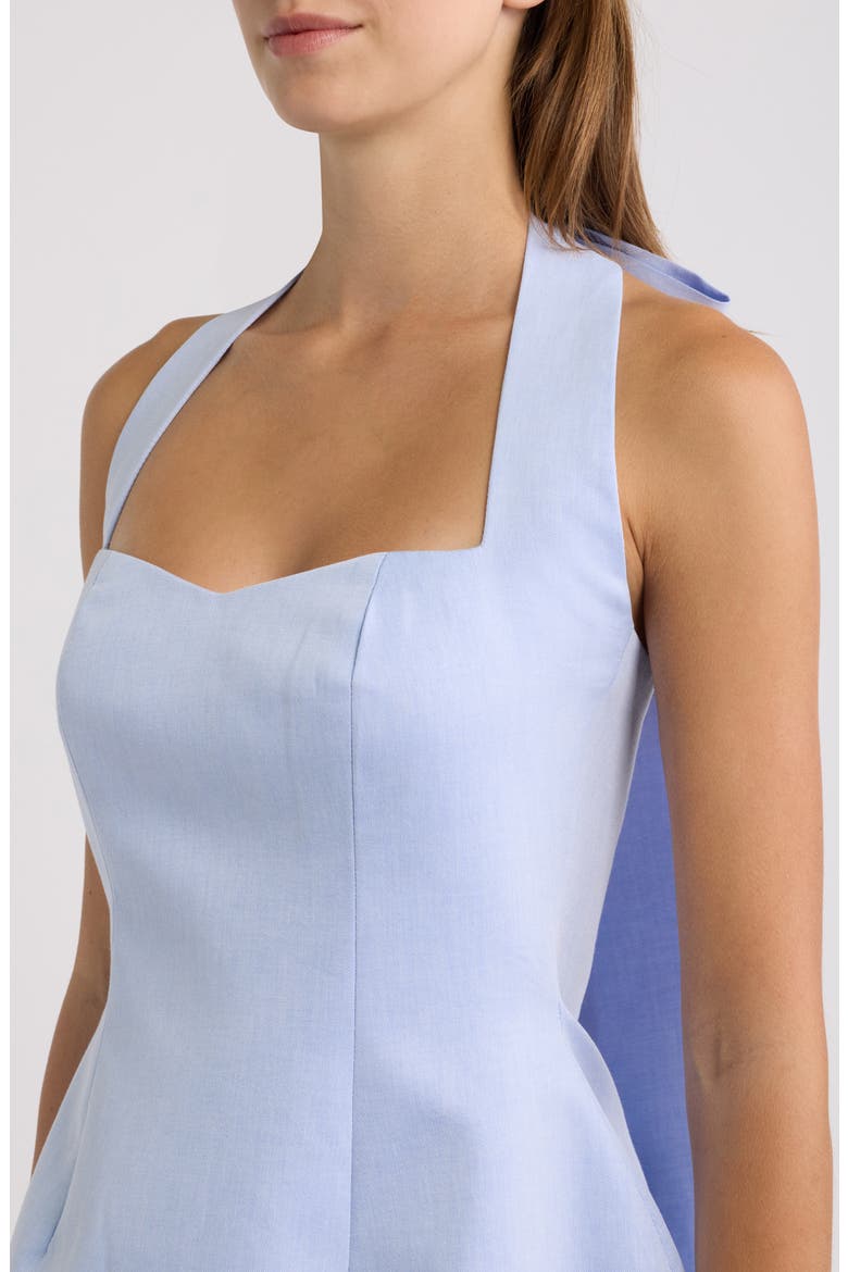 Halter Cotton Twill Minidress, Alternate, color, BLUE PINSTRIPE