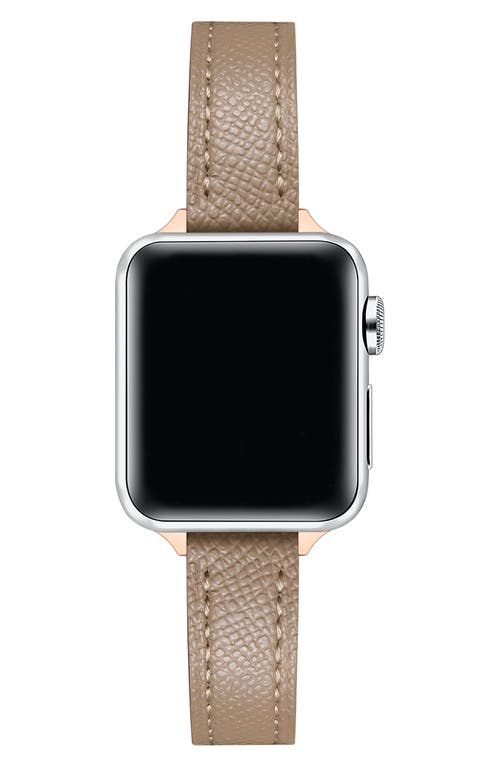 The Posh Tech Cleo Skinny Leather Apple Watch® Watchband In Tan