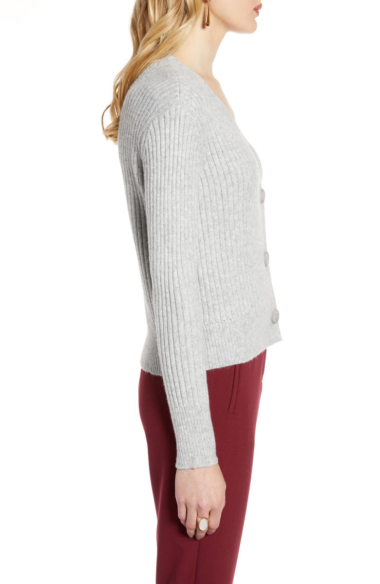 Halogen<sup>®</sup> Ribbed V-Neck Cardigan, Alternate, color, 
