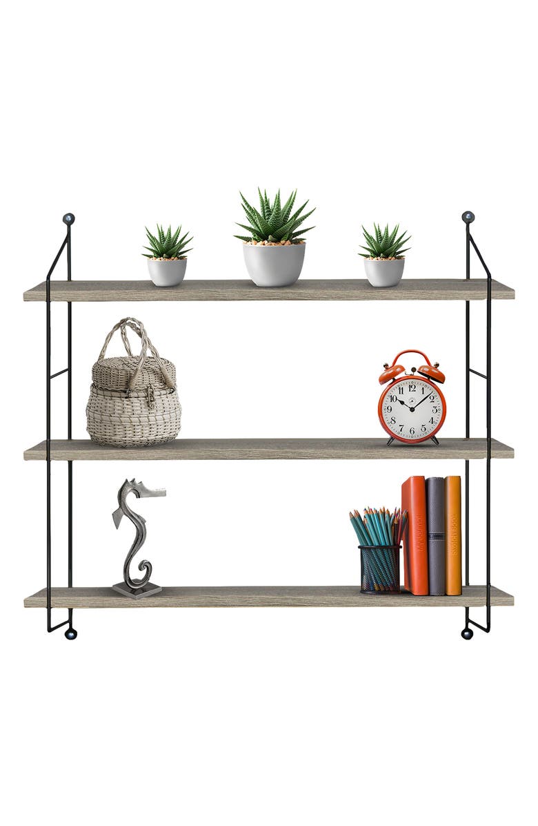 SORBUS Grey 3-Tier Floating Shelf, Alternate, color,