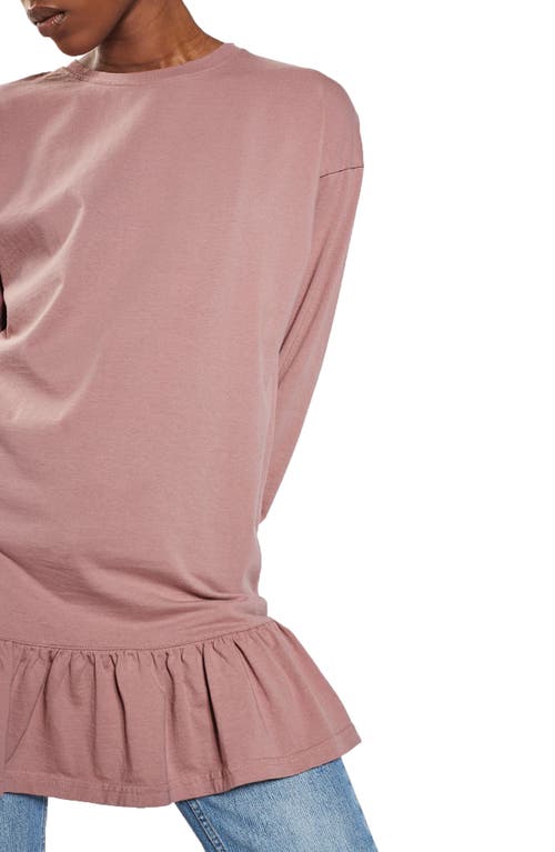 Shop Topshop Ruffle Hem Tunic In Dusty Pink