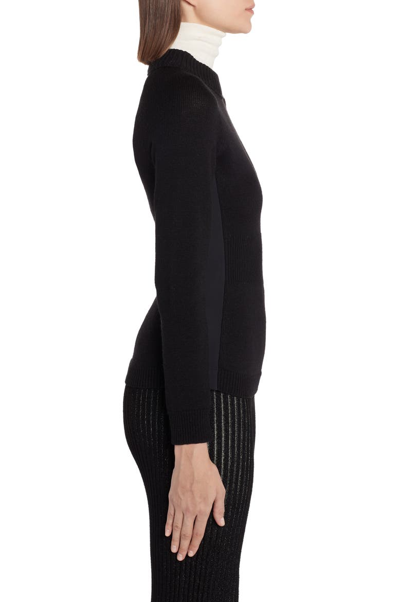 Multi Contrast Wool Blend Turtleneck Sweater, Alternate, color, BLACK