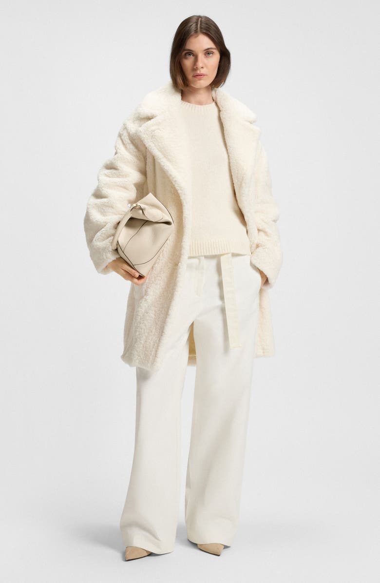 BOSS Orange Catedy Faux Shearling Coat, Alternate, color, Open White